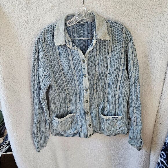 BLUE WILLIS Button Cardigan 100% Cotton Sweater Size Large - Picture 2 of 6